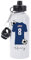 Pickhut Personalised Football 600ml White Aluminium Sports Water Bottle Back to School Gift for Kids, Customised with Name/Number/Text with Football Shirt Jersey Blue Kit (D8)