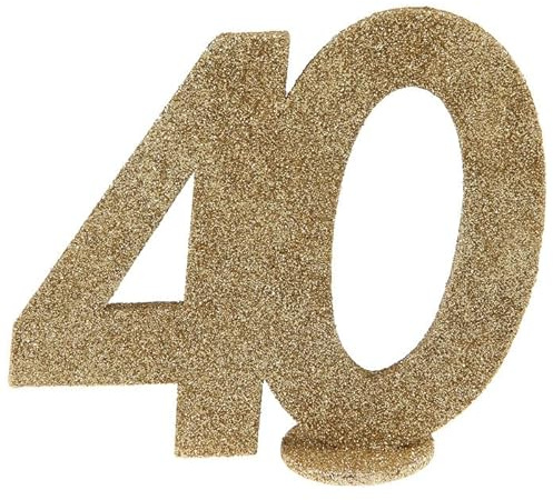 NEU Aufsteller Geburtstags-Zahl 40, glitter-gold, ca. 10cm