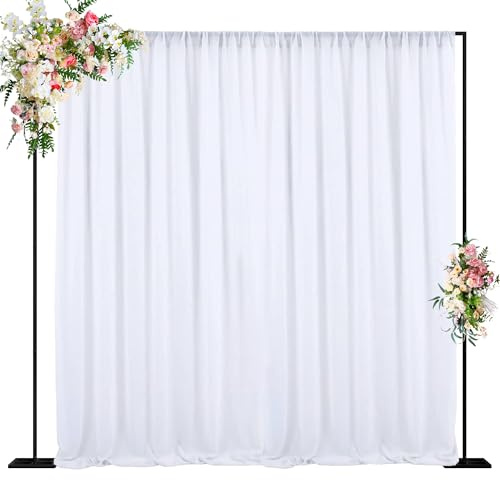 Wokceer 3 m Langer Hintergrundständer, Robustes Rohr- und Vorhang-Set, verstellbare Schwarze Hintergrundständer für Hochzeit, Fotokabine, Hintergrund, Geburtstag, Party, Fotografie, Ausstellung