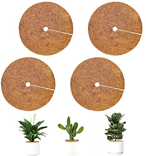 Kokos Mulchscheibe,Kokosscheibe,4 Stück 30cm Durchmesser Kokosmatte,Mehrfach Verwendbar Kokos Mulchscheibe,Blumenkübel Winterschutz,Winterschutz für Kübelpflanzen,Rund Kokosmatte Winterschutz