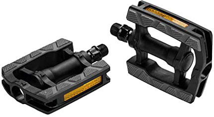 Ergotec Bicycle Pedal, for Trekking & City Bikes, Non Slip Rubberized Surface for Secure Grip, Stable 7mm Steel Axle, 107x80mm, 9/16 Thread, Plastic/Sandpaper, EP Bearing, Black Finish