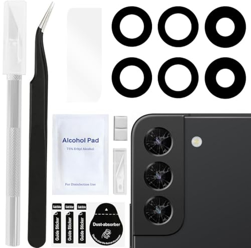 ZHUROUPU 2 Pack Back Rear Camera Glass Lens Replacement for Galaxy S22 Camera Glass Lens with Back Adhesive, Repair Tool Kit, Camera Glass Lens Protector