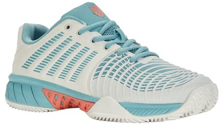 K-Swiss Performance Damen Express Light 3 HB Tennis Shoe, Blanc de Blanc/Nile Blue/Desert Flower, 43 EU