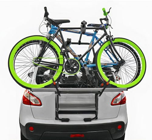 Porte-vélos Menabo Stand Up 2 sur Hayon de Voiture pour Peugeot 308 2007 à 2014, Support de vélos sur Coffre Rabattable, Convient pour 2 vélos, Capacité de Charge 30 kg