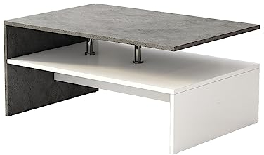 Oskar Store Table Basse Mike, Béton/Blanc, 90 x 42 cm