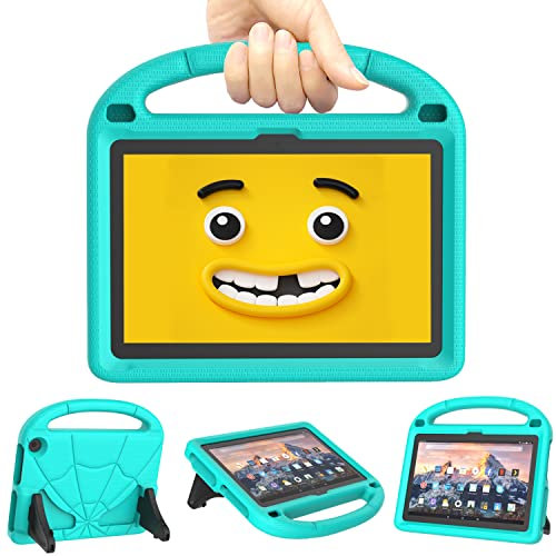 Mansiruyi - Funda para tablet infantil de 8 pulgadas, ligera, antideslizante, a prueba de golpes, con soporte plegable, color turquesa
