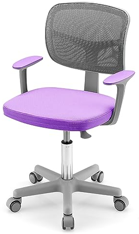 GOPLUS Schreibtischstuhl Kinder, Höhenverstellbarer Kinderdrehstuhl, Sitzhöhe 40-54cm, Kinder Bürostuhl mit Rückenlehne, Armlehnen, Ergonomischer Jugenddrehstuhl für 3-10 Jahre (Violet)