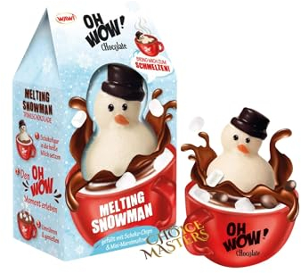 Snowman Hot Chocolate Xmas Gift Box | Melting Snowman Filled with Milk Chocolate Chips and Mini Marshmallows | Great gift for Christmas And Stocking Filler | No Mug - Great For Adult And Children 75 g