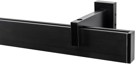 Garesa Gardinenstange Flat 40 x 15mm, 1-läufig, schwarz I Vorhangstange inkl. Gleiter I Mit Endknopf Kappe I Wandmontage I 120cm