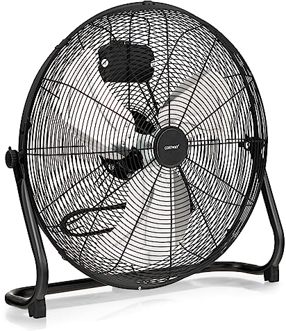 RELAX4LIFE Trommelventilator Ø57 cm, Tragbarer Standventilator, Bodenventilator mit 3 Geschwindigkeitsstufen & Aluminium-Lüfterflügel, Windmaschine, Ventilator für Garage, Lager, Werkstatt
