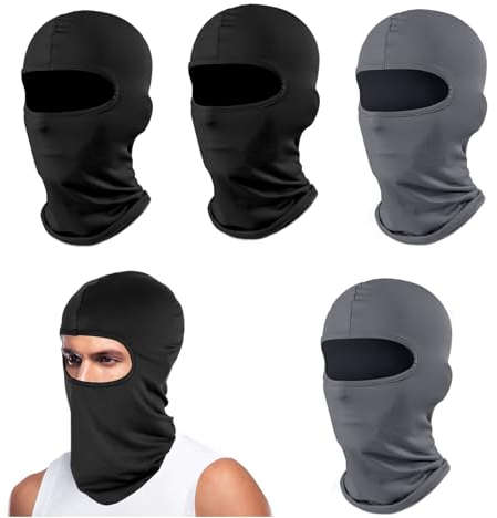 KHDULQ 4 Stücke Sturmhaube, Anti-UV Maske, Multifunktional Sturmhauben, Universal Motorrad Maske, für Winddicht Atmungsaktiv Snowboarden für Radfahren Outdoor Sports (Schwarz, Dunkelgrau)