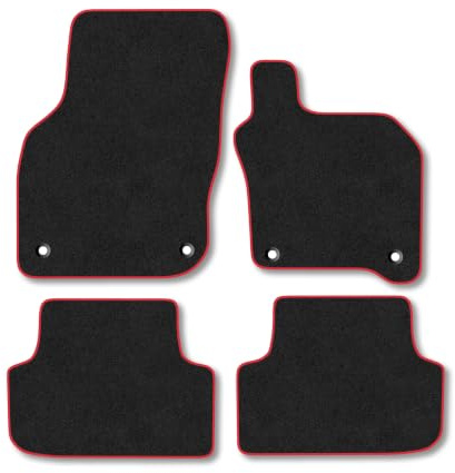 Audi A3 (2020+) [Mild Hybrid] Carpet Car Mats | Red Edge Trim Tailored Fit Floor Mats Full Coverage Protection Accessories Easy Clean Anti Slip Made in the UK