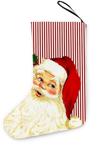 Lacosu 40,6 cm Vintage Santa Weihnachtsstrümpfe Rot Weihnachtsstrümpfe Vintage Santa Decor Xmas Strümpfe Weihnachtssocken Dekoration Rosa Weihnachtsschmuck