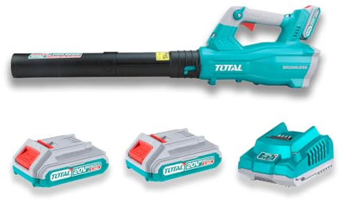 TOTAL - Soffiatore Brushless a Batteria - 83 x 25 x 3 cm - Blu - Volume 8,5 m3/min - Soffiatore con controllo della velocità variabile per la pulizia delle foglie