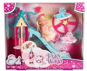 Simba 105733700 Evi LOVE Fairy World (26 x 8,5 cm) - Puppe Evi als Fee mit Märchen-Turm, Einhörnern & magischem Zubehör - Kinder-Spielzeug für Mädchen und Jungen ab 3 Jahre