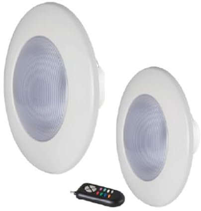 FLUIDRA Produits d'éclairage pour piscines de la Marque Modèle Projecteur PAR56, Embellissement Beige, Lampe RVB, télécommande RC, 900 LM
