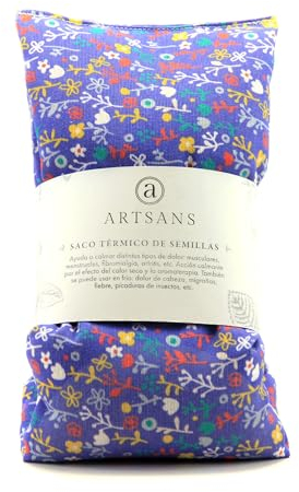 Saco Semillas Microondas | Bolsa Semillas Calor Microondas | Cojin Cervical Térmico Relleno de Semillas de mijo y Flores de Lavanda | Para calentar y calmar dolor muscular 48 x 13 cm y 850g