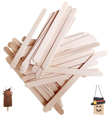 Lot de 200 Bâtonnets en Bois pour Crème Glacée, Spatules de Langue, pour Glace, Bâtonnets de Cire, Bricolage, Art et Artisanat (15 x 1,8 cm O)