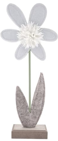 WB wohn trends Filz-Blume auf Holz-Fuß, weiß klein 21,5x9,5x4cm, Ostern Frühling Sommer, Auswahl von Farbe und Größe möglich