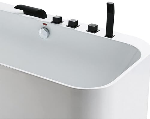 Robinet de Baignoire 5 trous Cascade Ensemble de Douche Robinet Robinet de Baignoire Trois Poignées Bec Cascade et Duchette Baignoire Avec Douchette Extractible Et Trois Poignées