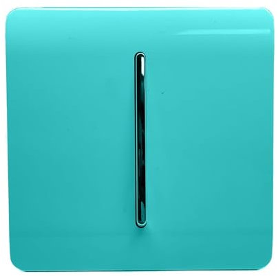 Trendi Switch Fan Isolator 10A Triple Pole Chrome Rocker Switch in Bright Teal
