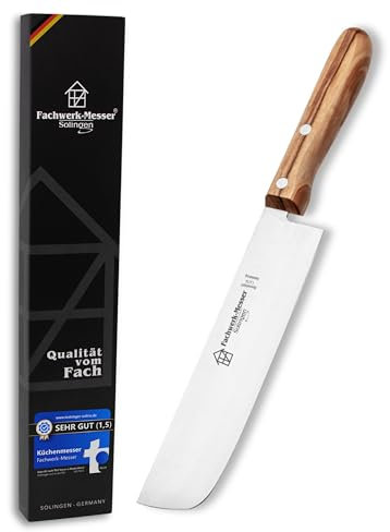 Fachwerk-Messer Nakiri Messer Olivenholz/Kochmesser aus Solingen/Germany - Allzweckmesser Universalmesser - Küchenmesser Holzgriff 17 cm Klinge Rostfrei