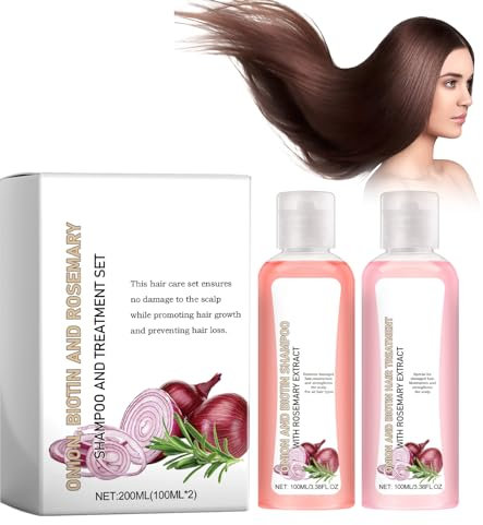 Biotin Shampoo + Spülung, Kräftigendes Haarshampoo für Feines & Dünnes Haar, Shampoo and Treatment Set, Haarspülung Mit Rosmarin- und Zwiebelextrakt, Nährt die Haarwurzeln, Repariert Haarschäden