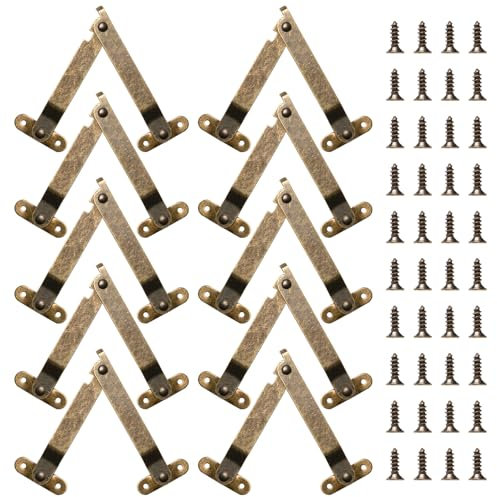 Sxutop 10 Piezas Bisagras de Soporte Retro Bisagras de Apoyo Bisagra Soporte Tapa bisagras Plegables Ajustables Bisagra Abatible con Tornillos para Puertas Armarios, Muebles Cocina