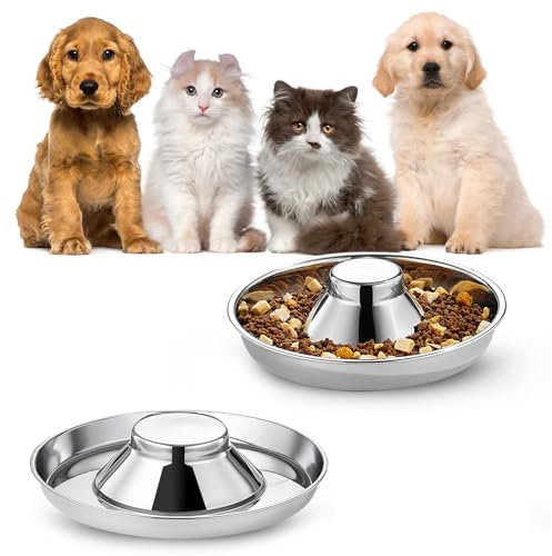FALUCKYY Puppy Feeding Bowls,2PCS Bowl Slow Feeder Dog Bowl, Puppy Weaning Bowl Non-Skid Dog Food and Water Bowl,Metal Dog Bowls for Small Medium Large Dogs, Cat, Pets
