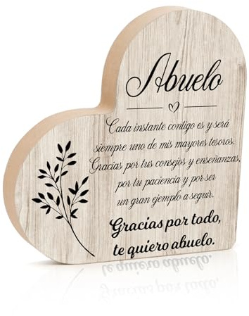 Regalo Abuelo, 2 cm Grosor Placa Corazón de Madera, dia del Padre Regalos Abuelo Regalo para Abuelo Regalos para Abuelos Originales Regalos Cumpleaños Abuelo Padre Regalos Jubilacion Hombre Navidad