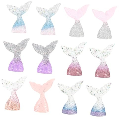 Vaguelly 12pcs Mermaid Cake Toppers Resin Ornaments for Birthday and Wedding Decorations Photo Props and Party Favors