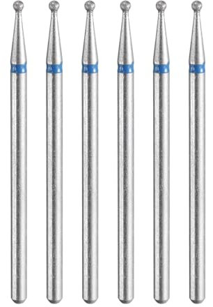 sourcing map 6pcs 120-140 Grits Diamond Grinding Bit 1.5mm Ball Head 2.35mm Shank 1.5mm Length Stone Sanding Drill Bits Rotary Tool for Ceramic Glass Nails Grinding Polishing