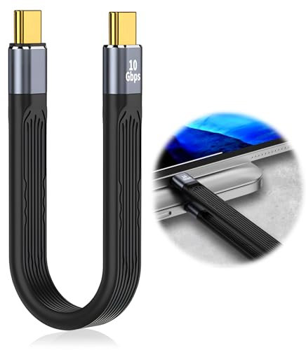 EuAcesry Cable USB C a USB C Corto 13 cm, Mini Cable 10Gbps Carga Rapida 20V, Tipo C Macho a Macho, Slim Short Therm