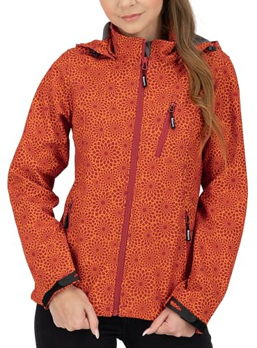 DEPROC-Active Damen Mit Abnehmbarer Kapuze Übergangsjacke Windbreaker Shelby Peak Softshelljacke, Chilli, 54 Große Größen EU