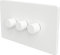 Flat Trailing Edge 2 Way LED Dimmer Switch Rotary Push On/Off for Dimmable LED and Halogen Lights - White 3-Gang