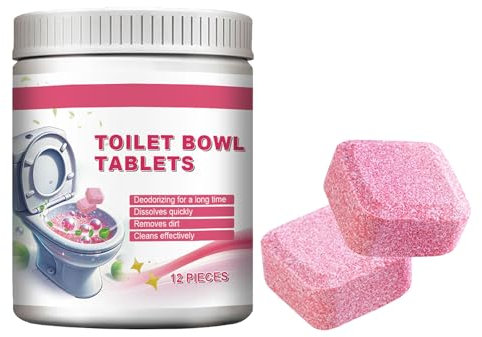 Tablettes de Nettoyage Cuvette Toilette,Tablettes de Nettoyage pour Salle de Bain,Produit WC,Pastilles pour WC,Nettoyant Naturel Avec,Entièrement Solubles dans l'Eau,12 Pieces