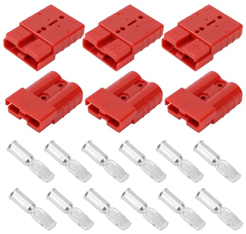 BTFO 6stk Batterie Schnellanschluss Set, 6 Kabel Steckverbinder mit 12 Anschlussklemmen Kompatibel mit Anderson Stecker für Winde Anhänger LKW (Rot)