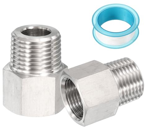 PATIKIL 2 Stück 304 Edelstahl Geschmiedetes Rohrverbinderstück Silber | M20x1 5 Innengewinde, Zu 1/2 NPT Gewinde, Adapter Sechskant Rohrverbinder, Für Anschluss Umwandlung, 1 3x1 06