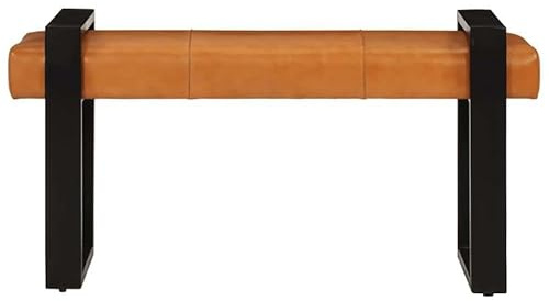 Eleganz Sitzbank 110 cm aus echtem Ziegenleder & pulverbeschichtetem Eisen - Modern & langlebig für Wohnzimmer, Flur oder Schlafzimmer