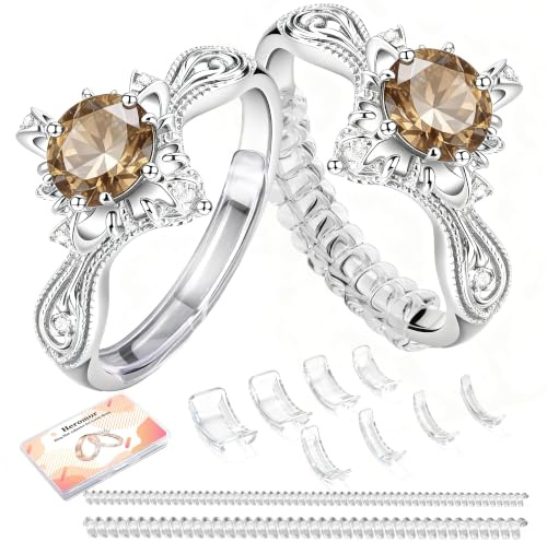 Heromor Ringverkleinerer, Silikon, unsichtbar, 10 Stück, 1–10 mm | 2 Spiralen, 8 Spacer, 1–10 mm, weiches Silikon, unauffällig, für zu große Ringe, Ehering und Verlobungsring