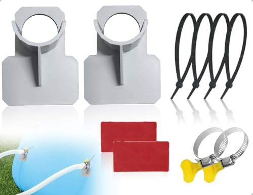 OHYANYAO 2 Stück Pool Schlauchhalter,Schwimmbad Rohrhalterung,Knickschutz aus Kunststoff,Rohrhalterung mit Kabelbinder,Kompatibel mit Intex Pool(Grau)
