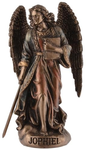 Erzengel Jophiel, Engel der Schönheit, Miniatur, aus Kunststein angefertigt, von Hand mit Bronzefarbe bemalt, Veronese Kollektion, 708-78393