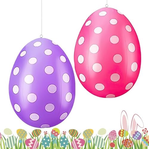 Aufblasbare Ostereier XXL, 40 cm Große Ostereier für Draußen, Ostereier zum Aufhängen Draussen XXL Osterdeko Outdoor, Osterdekorationen für Garten, Rasen, Terrasse