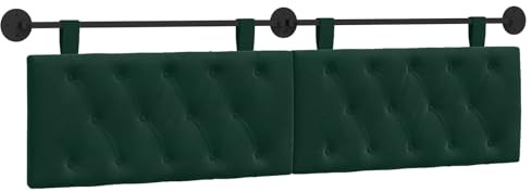 vidaXL Hängendes Kopfteil Dunkelgrün Samt, Schlafzimmer, modernes Wand-Kopfteil, rechteckig mit Samtbezug, gesteppt, Holzwerkstoff, platzsparende Dekoration