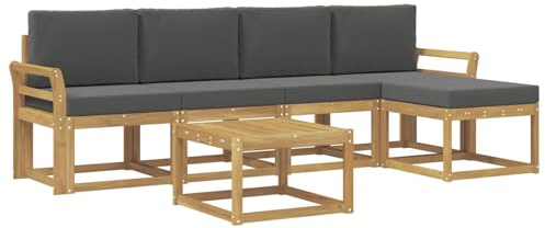 vidaXL Outdoor-Sofagarnitur mit Kissen 6 pcs Weiß und Anthrazit, Garten-Couch, modernes Sofa-Set für draußen, langlebige Möbel, Coole Terrasse, stilvolles Loungen im Freien