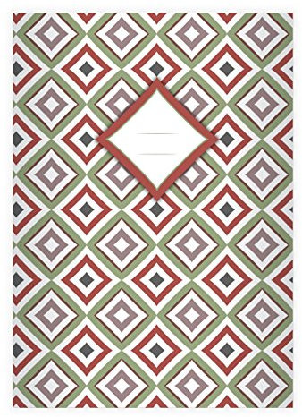 Kartenkaufrausch 8 Elegante grafische DIN A4 Schulhefte, Rechenhefte mit Diamanten Rauten in rot Lineatur 28 (Kariertes Heft)