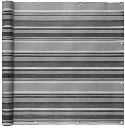 Ventanara® Balkonverkleidung Sichtschutz PVC Balkonumspannung Zaun Verkleidung Blende Windschutz Folie 300 x 90 cm Grau gestreift