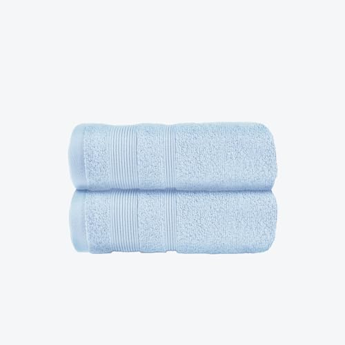 Allure Zero Twist Hand Towel Set for Bathroom, Pack of 2, 50 x 85cm, 100% Egyptian Cotton (Baby Blue)