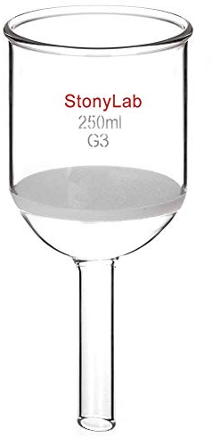 StonyLab Imbuto Filtrante Buchner in Vetro Borosilicato con Fritta Fine (G3), 76mm di Diametro Interno, 80mm di Profondità (250ml)