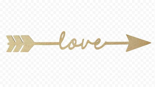 Nord-Kind MDF Pfeil Love 31 cm, farbiger Holzpfeil zum Basteln, Deko Pfeil ohne Loch, 3D Schriftzug aus MDF für Hochzeit, Wanddeko, Türschild und DIY